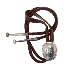 Howard Nelson Master Artist Navajo Detailed Intricate Stamped Bolo Tie