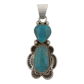 Delbert Delgarito Navajo Compitos Turquoise Pendant