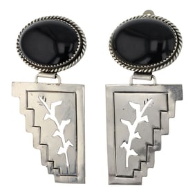 Navajo Black Onyx Clip-on Earrings