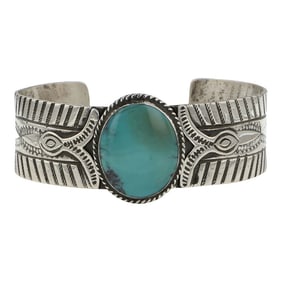 Vintage Navajo Nevada Turquoise Cuff Bracelet