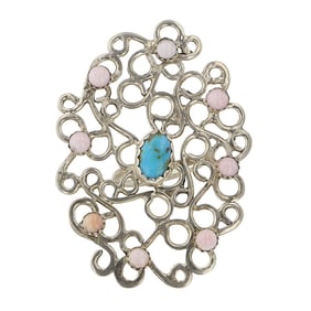 Navajo Turquoise & Pink Conch Ring