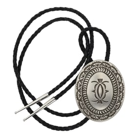 Navajo Sterling Silver Stamp-Work Bolo Tie