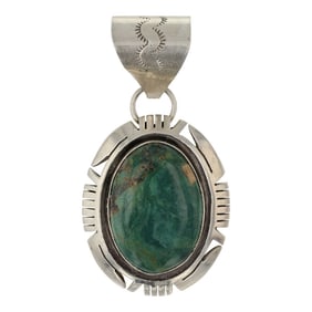 Raquel & Leonard Hurley Navajo Fox Turquoise Pendant