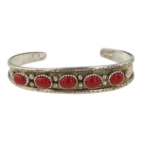 Vintage Navajo Coral Cuff Bracelet