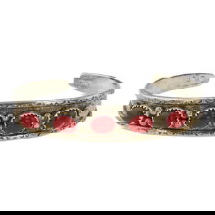 Vintage Navajo Coral Cuff Bracelet: Sterling Silver | Genuine Coral | Vintage Navajo Coral Cuff Bracelet | Navajo Native American Southwest Indian Jewelry | Good (no breaks or damages) | Approximate Weight: 16 Grams | Bracelet: 5.5" inn