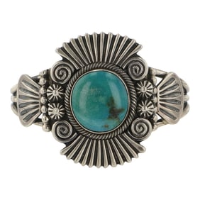 Leon Martinez Navajo Fox Turquoise Cuff Bracelet