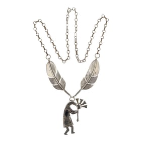 Navajo Black Onyx Kokopelli Necklace