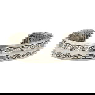 Gilbert Begay Navajo Sterling Silver Stamp-Work Cuff Bracelet: Sterling Silver | | Gilbert Begay Navajo Sterling Silver Stamp-Work Cuff Bracelet | Navajo Native American Southwest Indian Jewelry | Good (no breaks or damages) | Approximate Weight: 15 Grams |