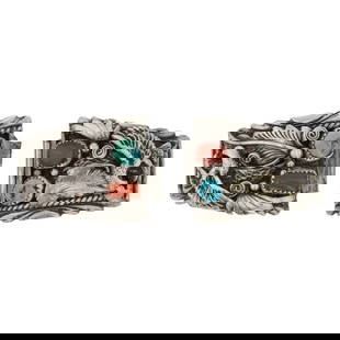 Navajo Turquoise & Coral Watch Tips: Sterling Silver | Genuine Turquoise & Coral | Navajo Turquoise & Coral Watch Tips | Navajo Native American Southwest Indian Jewelry | Good (no breaks or damages) | Approximate Weight: 32 Grams |