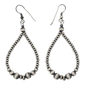 Navajo Oxidized Beads Mixed Sized Hoop Earrings