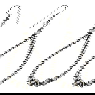 Navajo Oxidized Beads Mixed Sized Hoop Earrings: Sterling Silver | | Navajo Oxidized Beads Mixed Sized Hoop Earrings | Navajo Native American Southwest Indian Jewelry | Good (no breaks or damages) | Approximate Weight: 7 Grams | Earrings: .25" x