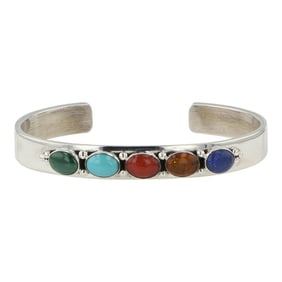 Darrin Livingston Navajo Turquoise Coral Lapis Malachite & Amber Cuff Bracelet