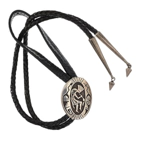 Vintage Hopi Sterling Silver Kokopelli Bolo Tie