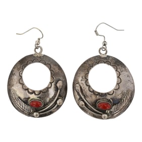 Navajo Mediterranean Coral Earrings