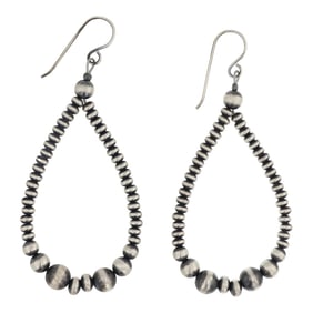 Navajo Oxidized Beads Roundell & Mixed Sized Hoop Earrings