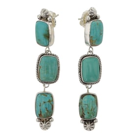 Lee Sandoval Navajo Nevada Turquoise Earrings