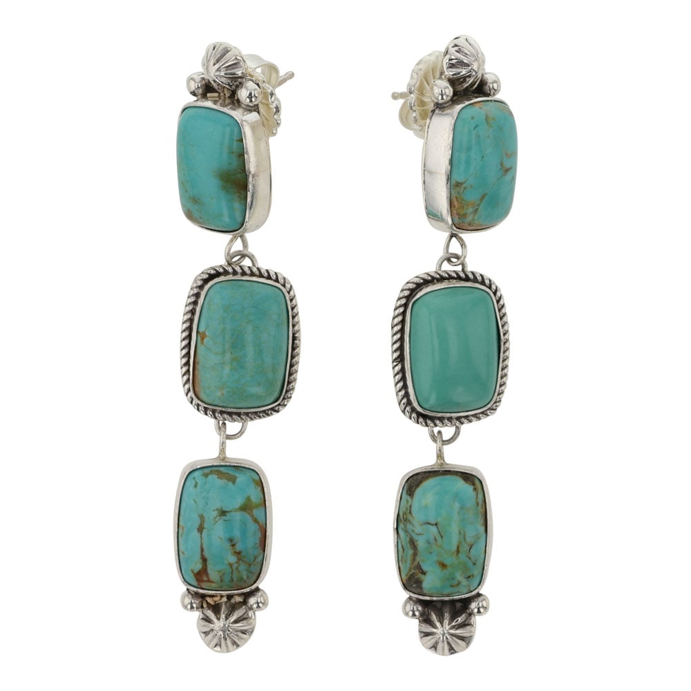 Lee Sandoval Navajo Nevada Turquoise Earrings (1 of 2)
