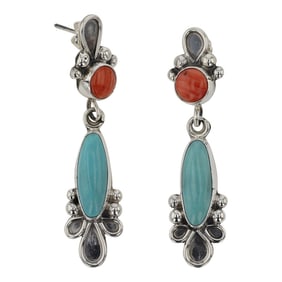 Joelias Draper Navajo Turquoise & Spiny Oyster Earrings