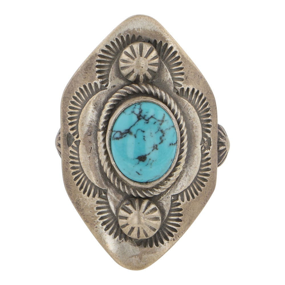 Bobby Johnson Navajo Kingman Turquoise Saddle Ring (1 of 3)