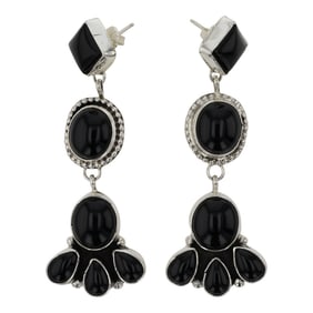 Sheil Becenti Navajo Black Onyx Chandelier Earrings