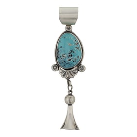 Cordell Platero Navajo Nevada Turquoise Blossom Pendant