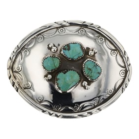 Navajo Nevada Turquoise Belt Buckle
