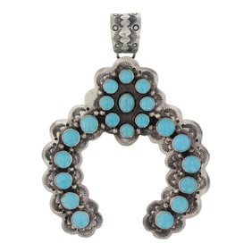 Bob Becenti Navajo Kingman Turquoise Naja Pendant