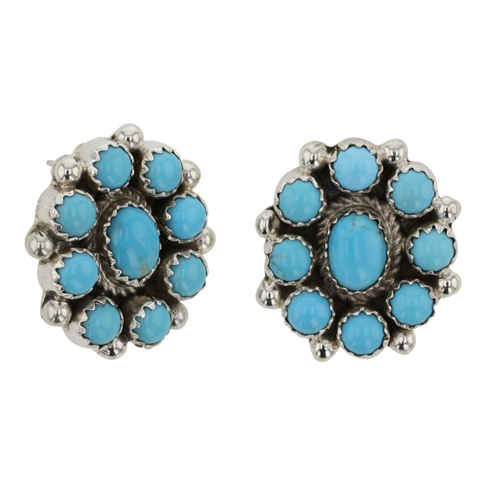 Yazzie Navajo Kingman Turquoise Cluster Earrings (1 of 2)