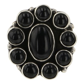 Rena Shelly Navajo Black Onyx Cluster Ring
