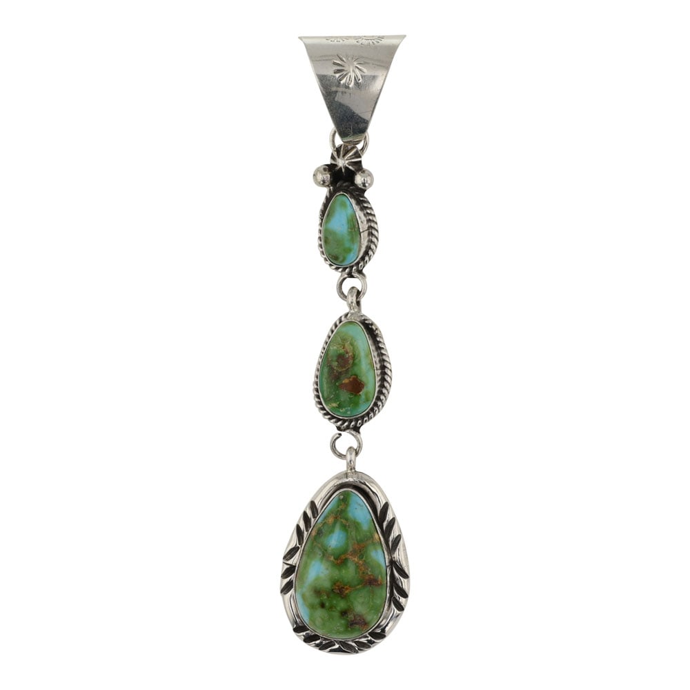 Navajo Sonoran Gold Turquoise Three Stone Pendant (1 of 2)