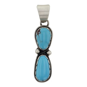 Randy Billy Navajo Turquoise Two Stone Pendant