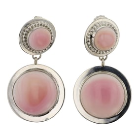 Chris Charley Navajo Pink Conch Earrings