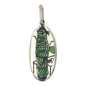 Harlan & Monica Coonsis Zuni Carico Lake Turquoise Inlay Brid Pendant