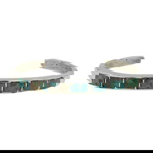 Terry Chavez Navajo Nevada Turquoise Inlay Cuff Bracelet: Sterling Silver | Genuine Nevada Turquoise | Terry Chavez Navajo Nevada Turquoise Inlay Cuff Bracelet | Navajo Native American Southwest Indian Jewelry | Good (no breaks or damages) | Approximate