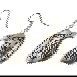 Arian Sanchez Hopi Eagle Earrings: Sterling Silver | | Arian Sanchez Hopi Eagle Earrings | Navajo Native American Southwest Indian Jewelry | Good (no breaks or damages) | Approximate Weight: 5 Grams | Earrings: 1" x 1.75" (Each) |