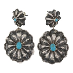 Rose Lincoln Navajo Kingman Turquoise Earrings