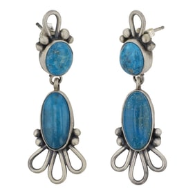 Carol Wyllie Navajo Blue Ridge Turquoise Earrings