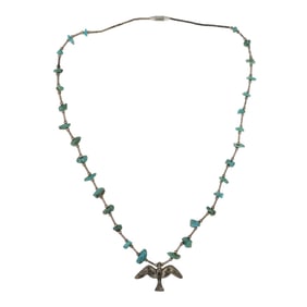 Vintage Navajo Turquoise Nuggets & Silver Heishi Necklace