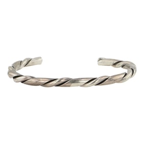 Vintage Navajo Plain Silver Twist Wire Bracelet