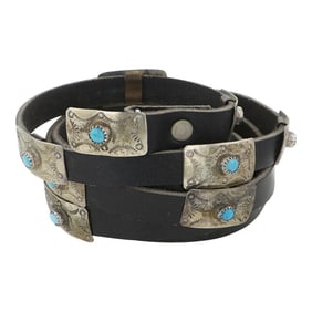 Vintage Navajo Kingman Turquoise Hatband/ Mini Belt