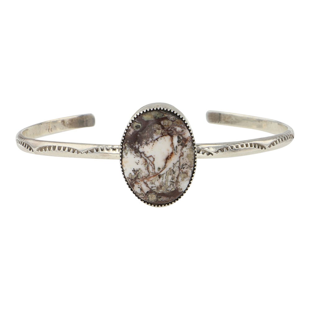 Navajo Wildhorse Bracelet: Sterling Silver | Genuine Wildhorse | Navajo Wildhorse Bracelet | Navajo Native American Southwest Indian Jewelry | Good (no breaks or damages) | Approximate Weight: 9 Grams | Bracelet: 5.5" inner, 1"