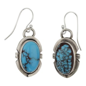 Randy Billy Navajo Spiderweb Turquoise Earrings