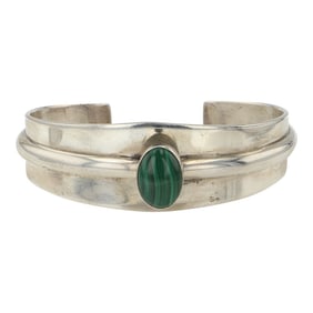 Mark Yazzie Navajo Malachite Contemporary Cuff Bracelet