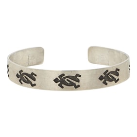 Navajo Plain Silver Toad Cuff Bracelet