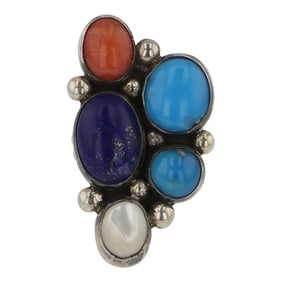 Nakai Southwest Shop Navajo Turquoise Coral Mother of Pearl & Lapis