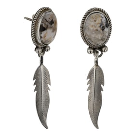 Navajo White Buffalo Earrings