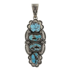 Ray Bennett Navajo Lone Mountain Turquoise Large Statement Pendant