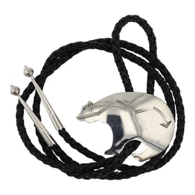 Ben J Chavez Navajo Plain Silver Bolo Tie