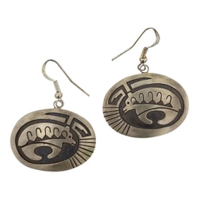 Navajo Plain Silver Bear Earrings