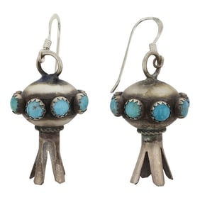 Navajo Kingman Turquoise Blossom Earrings